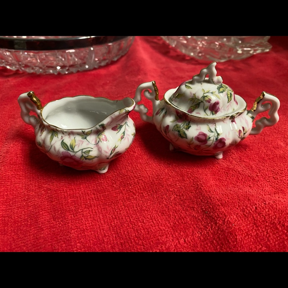 Lefton China Hand Painted Sugar & Creamer Set